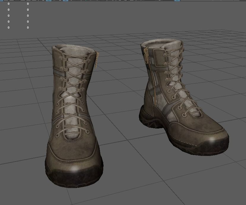 Realistic Boots pair of combat Low-poly 3D model_19