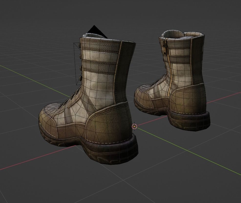 Realistic Boots pair of combat Low-poly 3D model_20