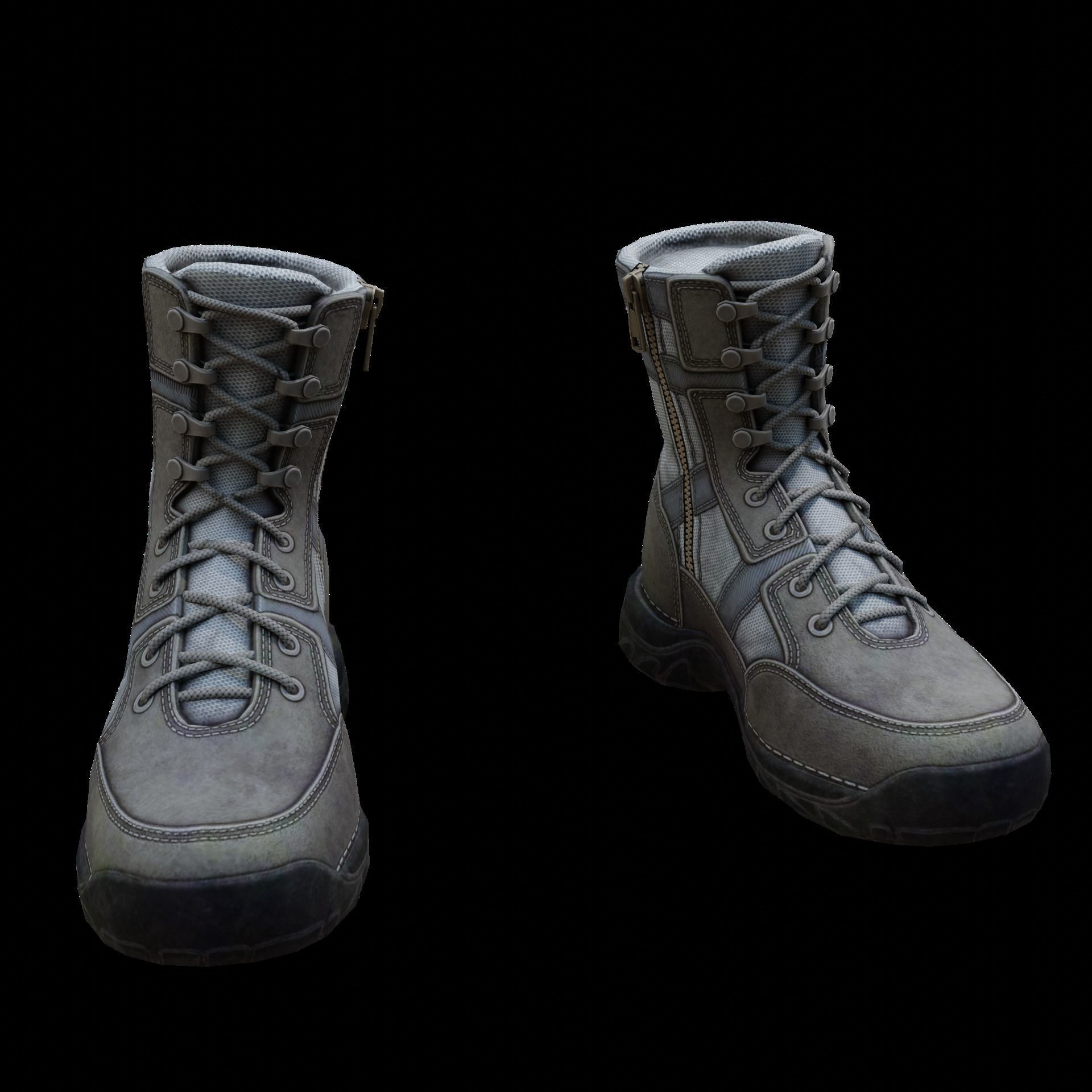 Realistic Boots pair of combat Low-poly 3D model_12