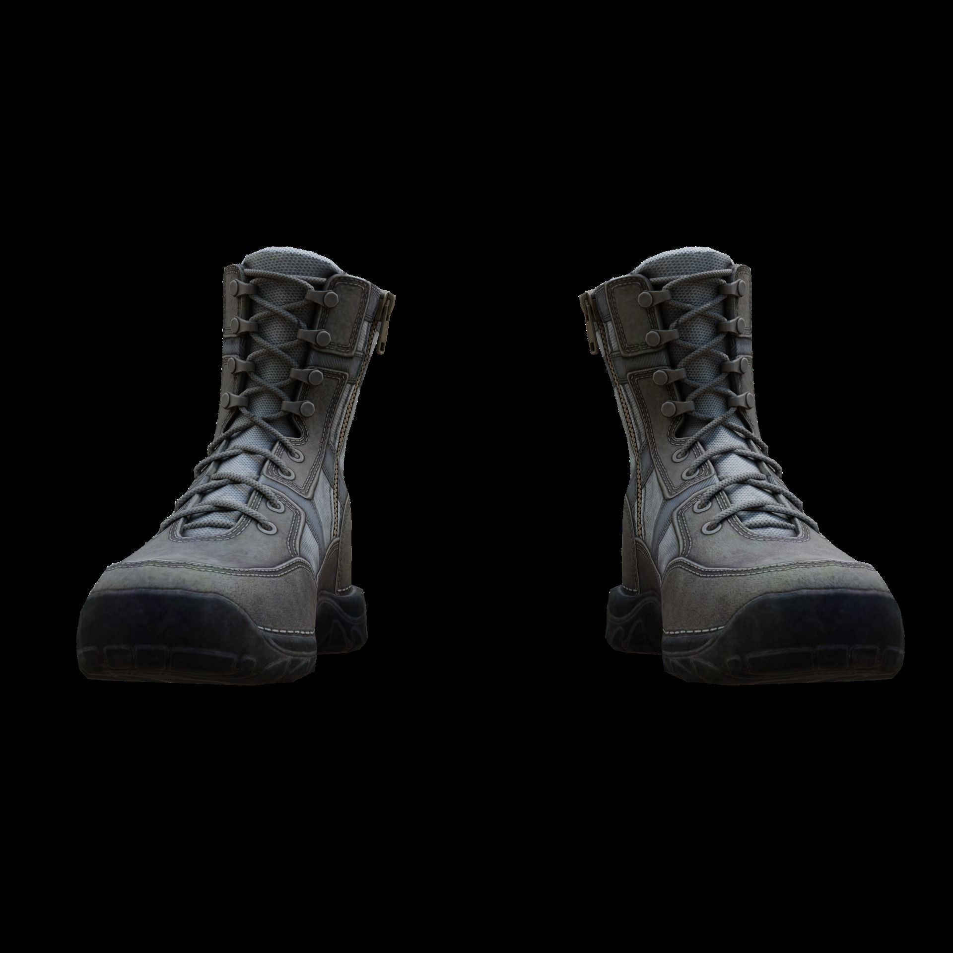 Realistic Boots pair of combat Low-poly 3D model_9