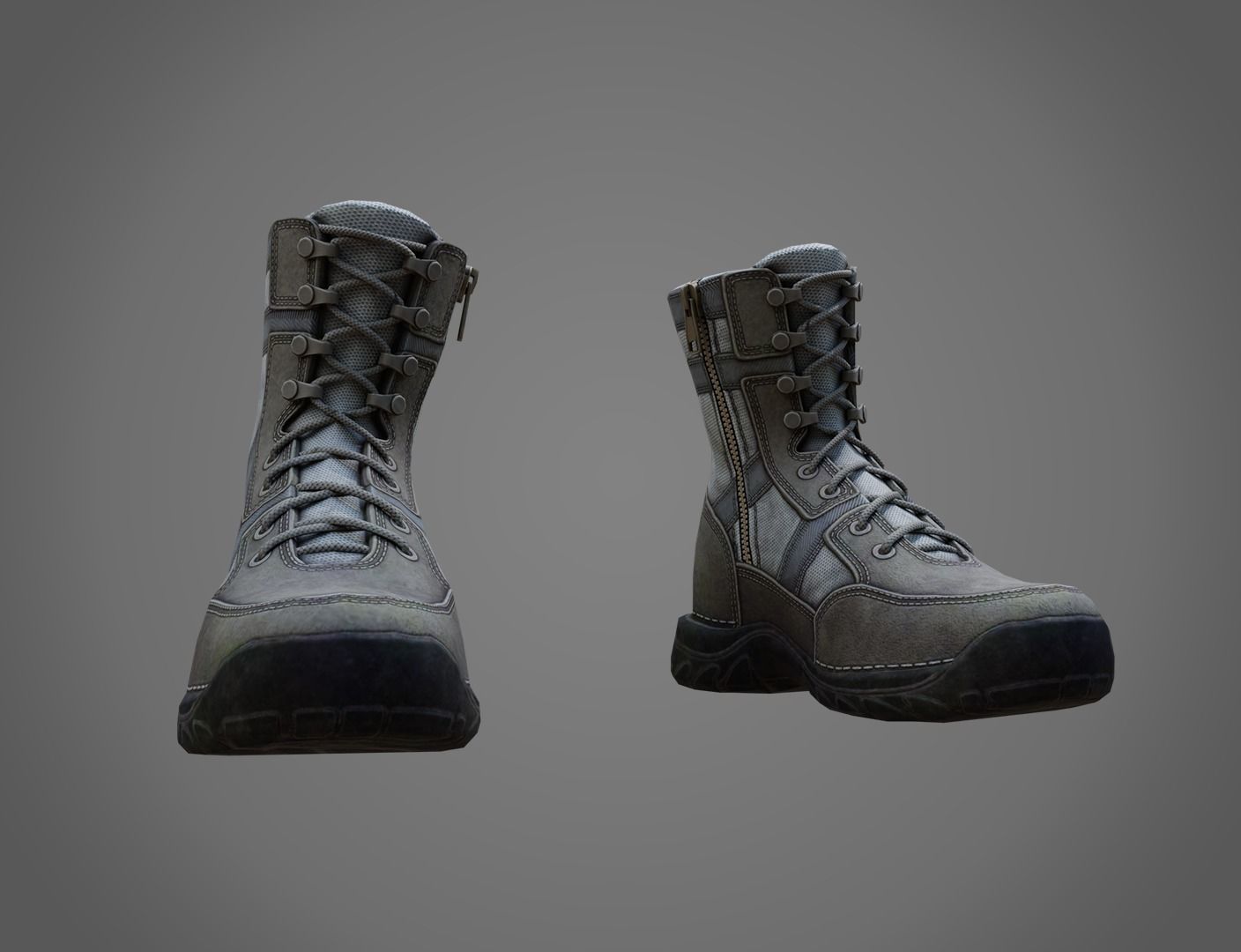 Realistic Boots pair of combat Low-poly 3D model_6