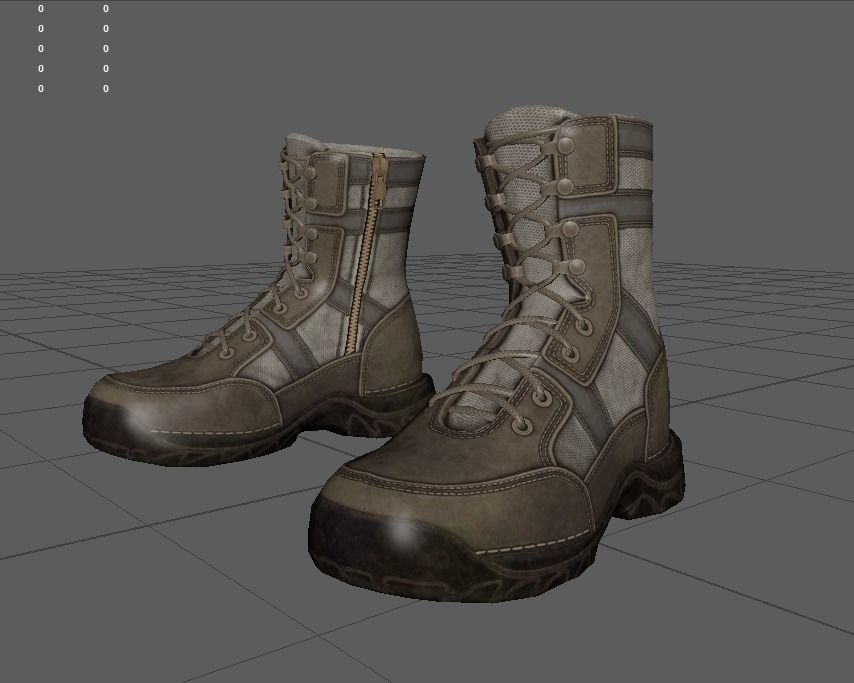 Realistic Boots pair of combat Low-poly 3D model_16