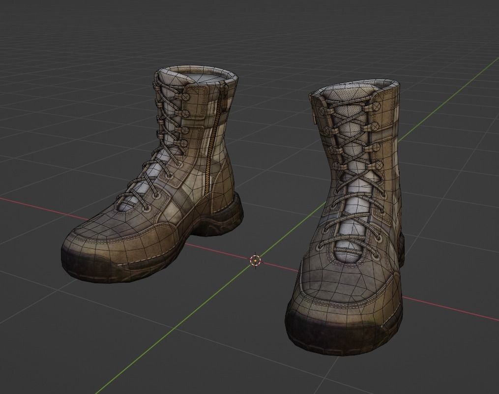 Realistic Boots pair of combat Low-poly 3D model_14