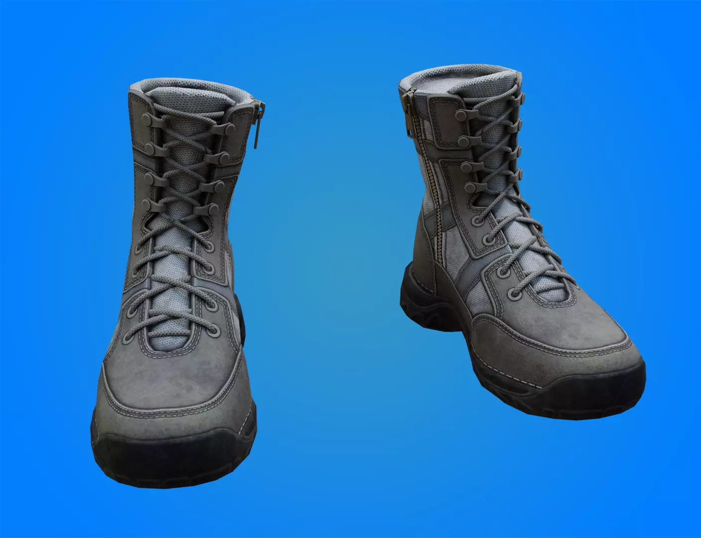 Realistic Boots pair of combat Low-poly 3D model_0