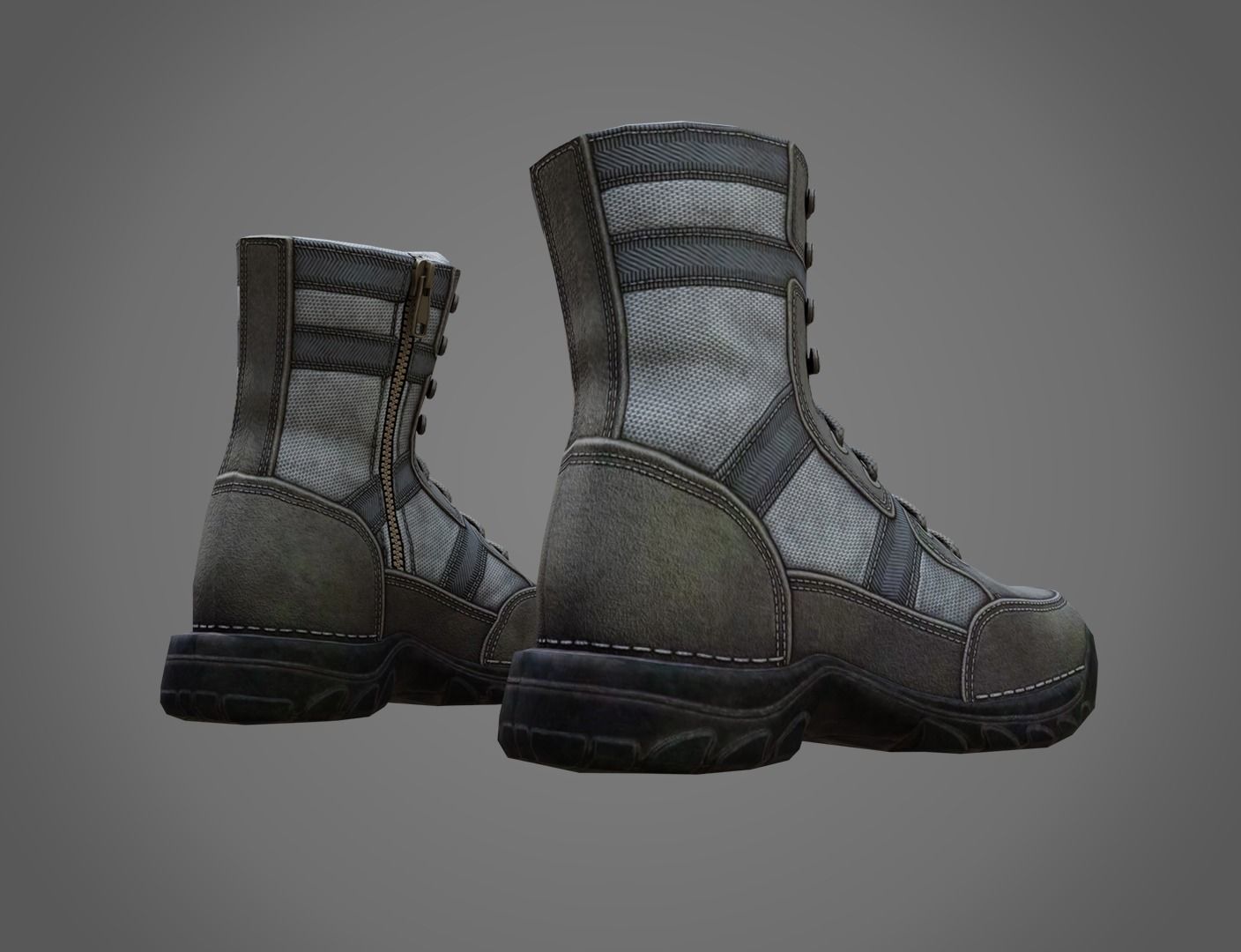 Realistic Boots pair of combat Low-poly 3D model_3