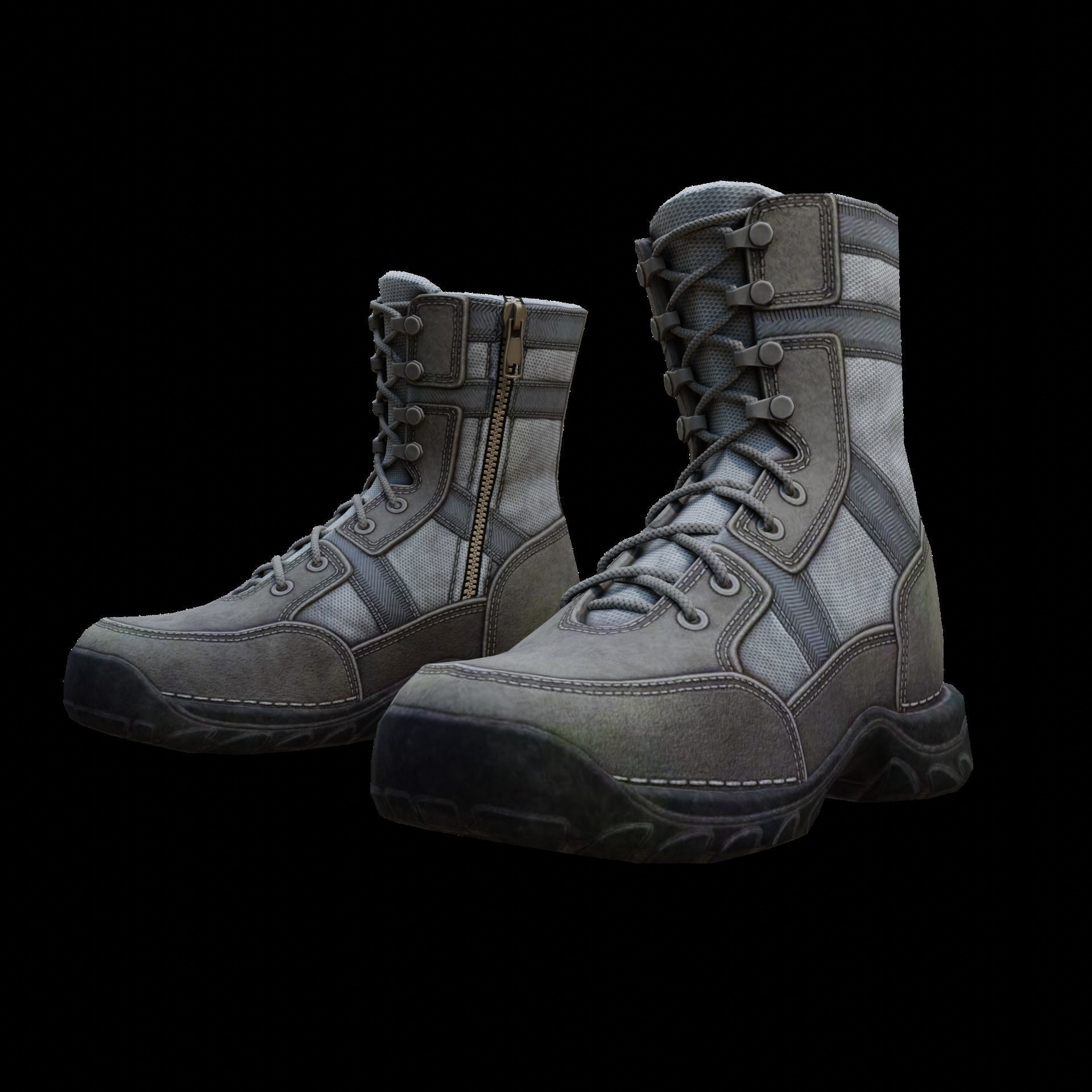 Realistic Boots pair of combat Low-poly 3D model_21