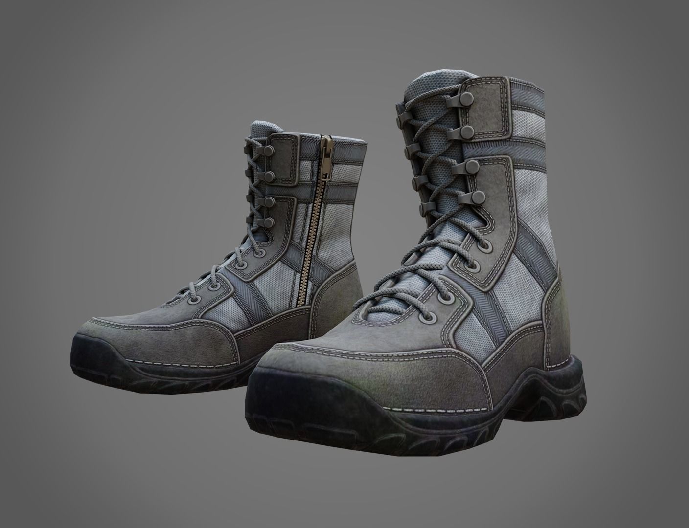 Realistic Boots pair of combat Low-poly 3D model_1