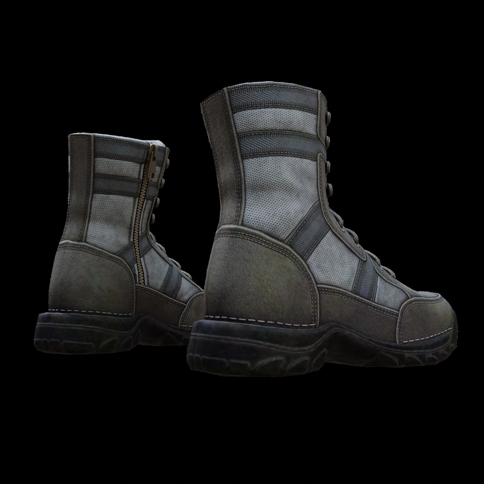 Realistic Boots pair of combat Low-poly 3D model_11