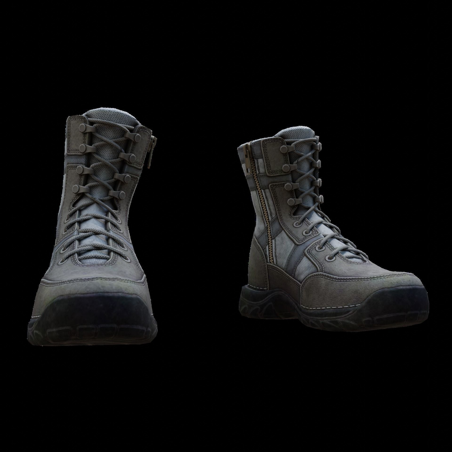 Realistic Boots pair of combat Low-poly 3D model_8