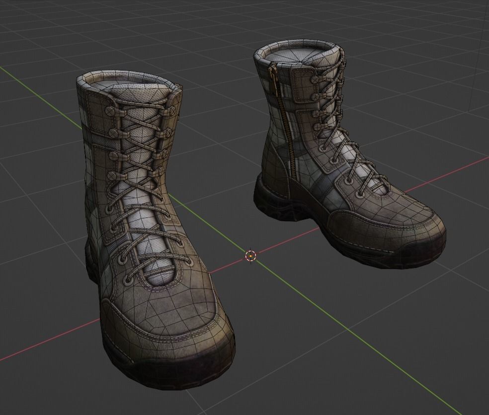 Realistic Boots pair of combat Low-poly 3D model_13