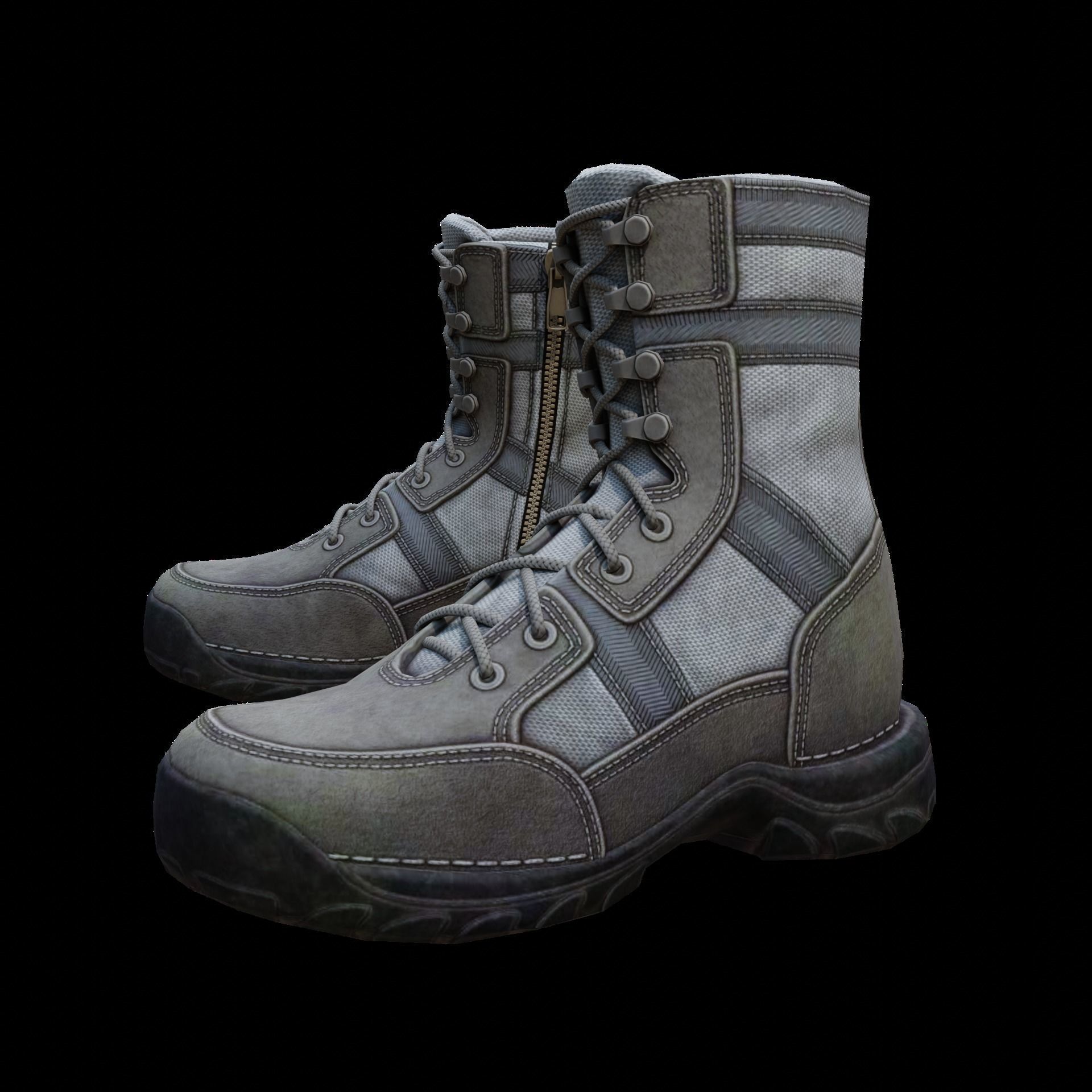 Realistic Boots pair of combat Low-poly 3D model_7