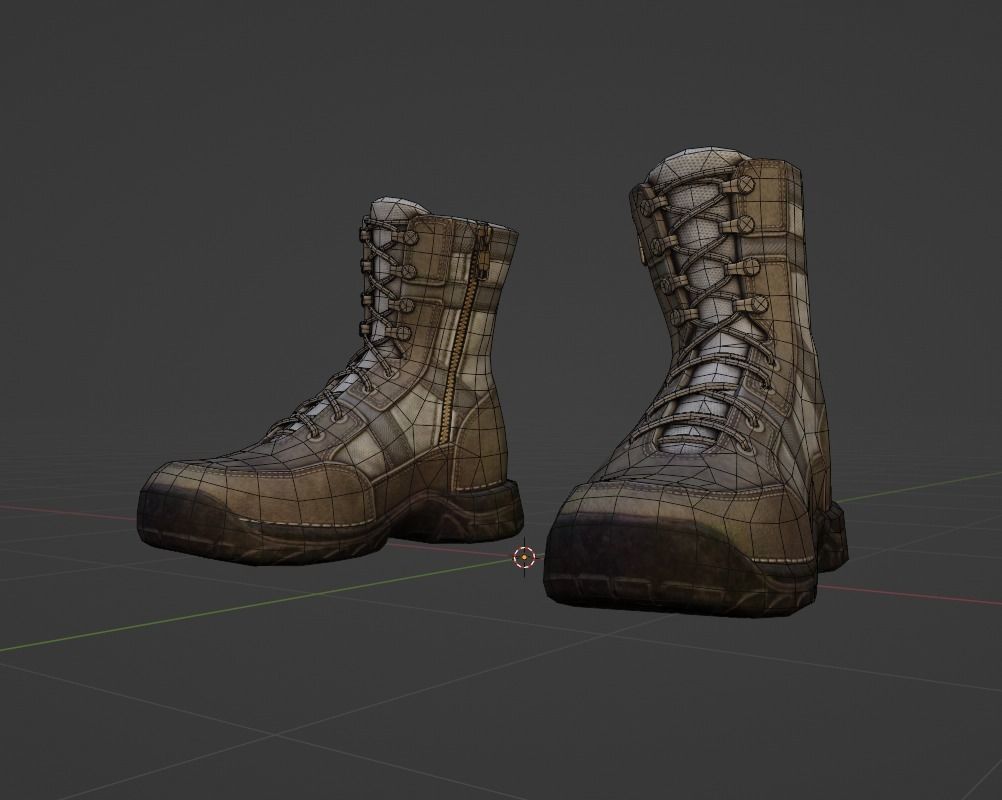 Realistic Boots pair of combat Low-poly 3D model_15