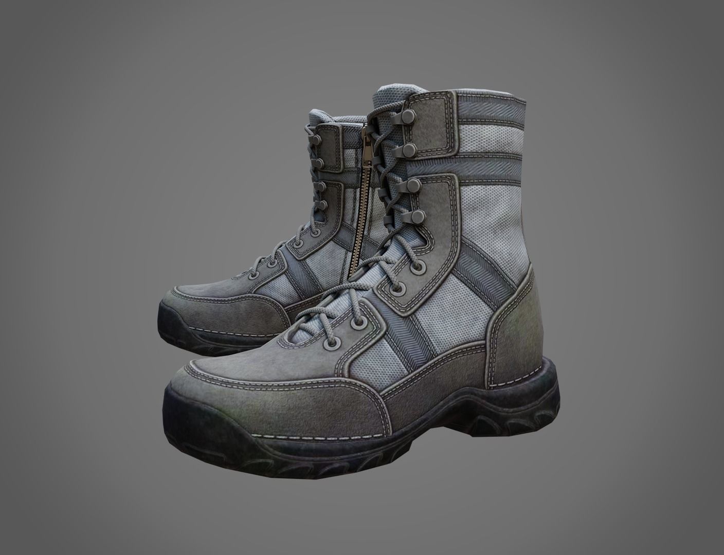 Realistic Boots pair of combat Low-poly 3D model_5
