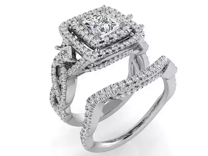 Nice diamond textured ring with band 3573 3D print model 