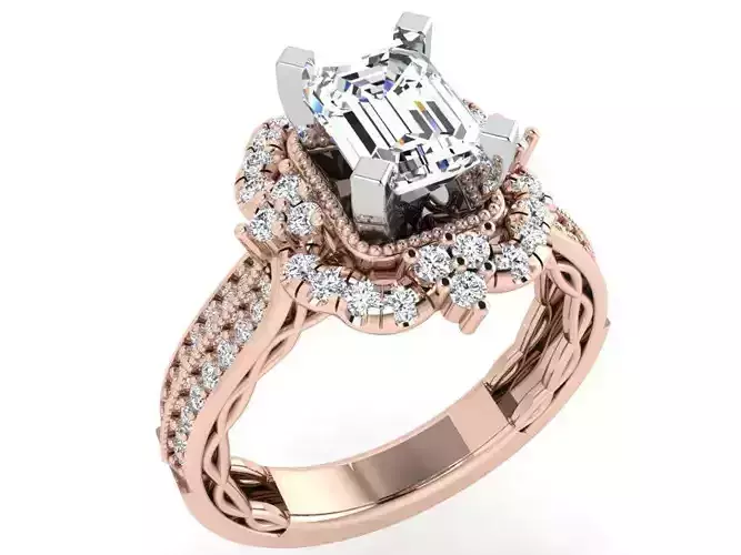 Pear mixed halo ring  3579 3D print model 