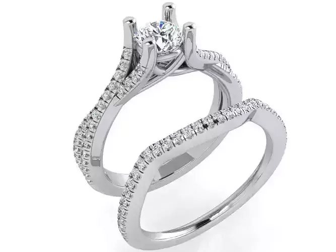 Nice diamond ring with band 3580 3D print model 