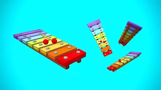 XYLOPHONE CARTOON STYLIZED Low-poly 3D model