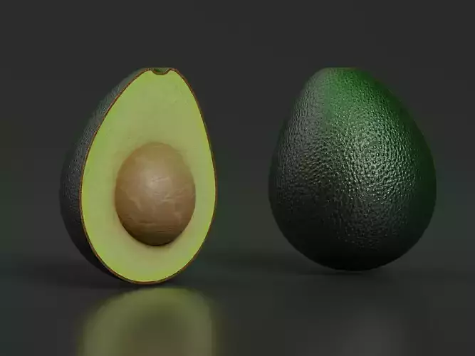 Realistic Avocado PBR 3D Model half