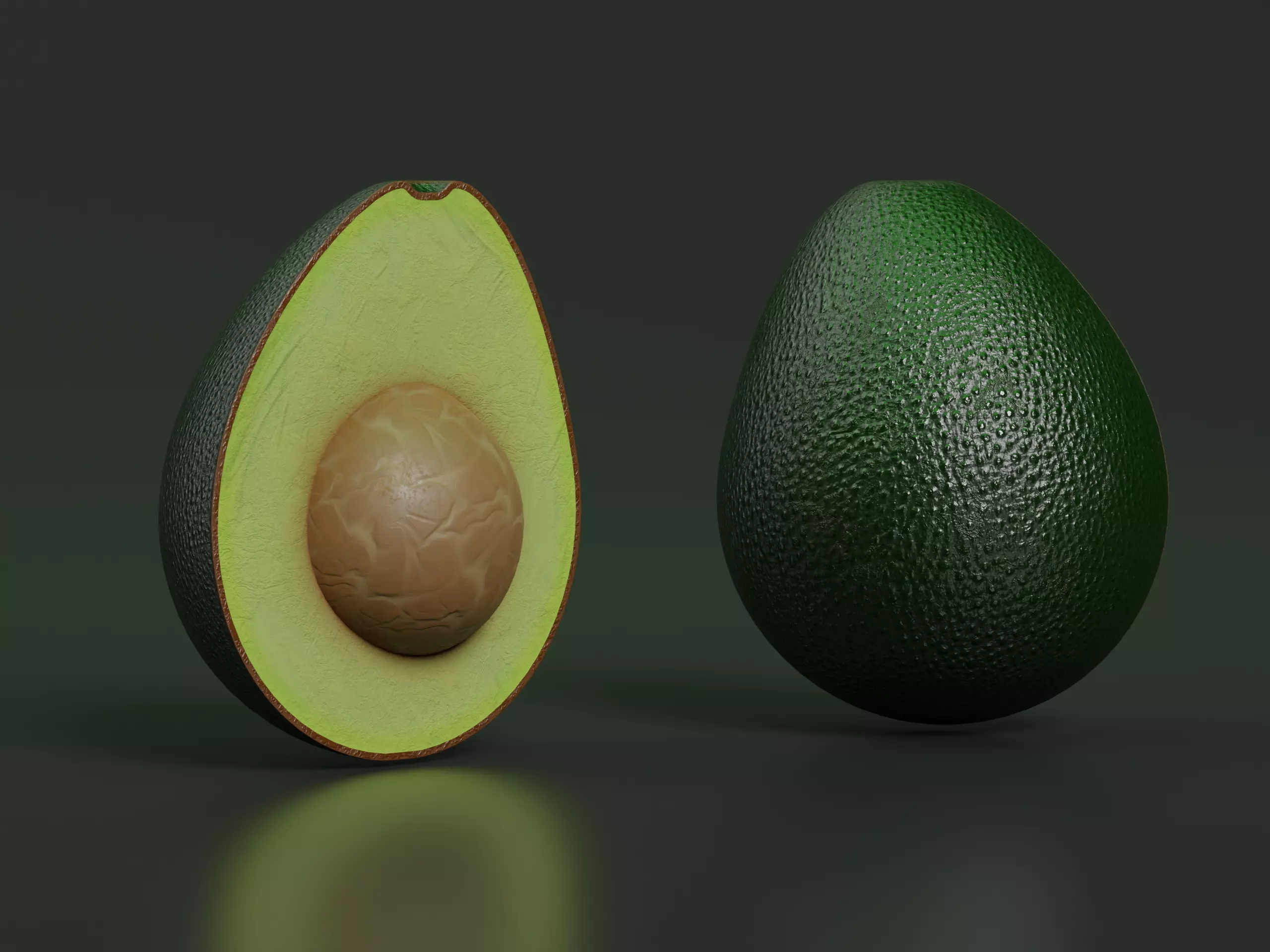 Realistic Avocado PBR 3D Model half 3D model
