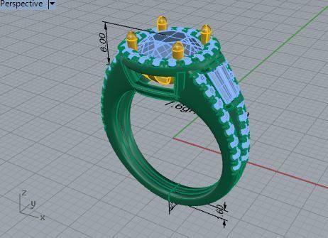 Round diamond ring 3585 3D print model 3D print model_7