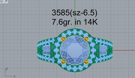 Round diamond ring 3585 3D print model 3D print model_4