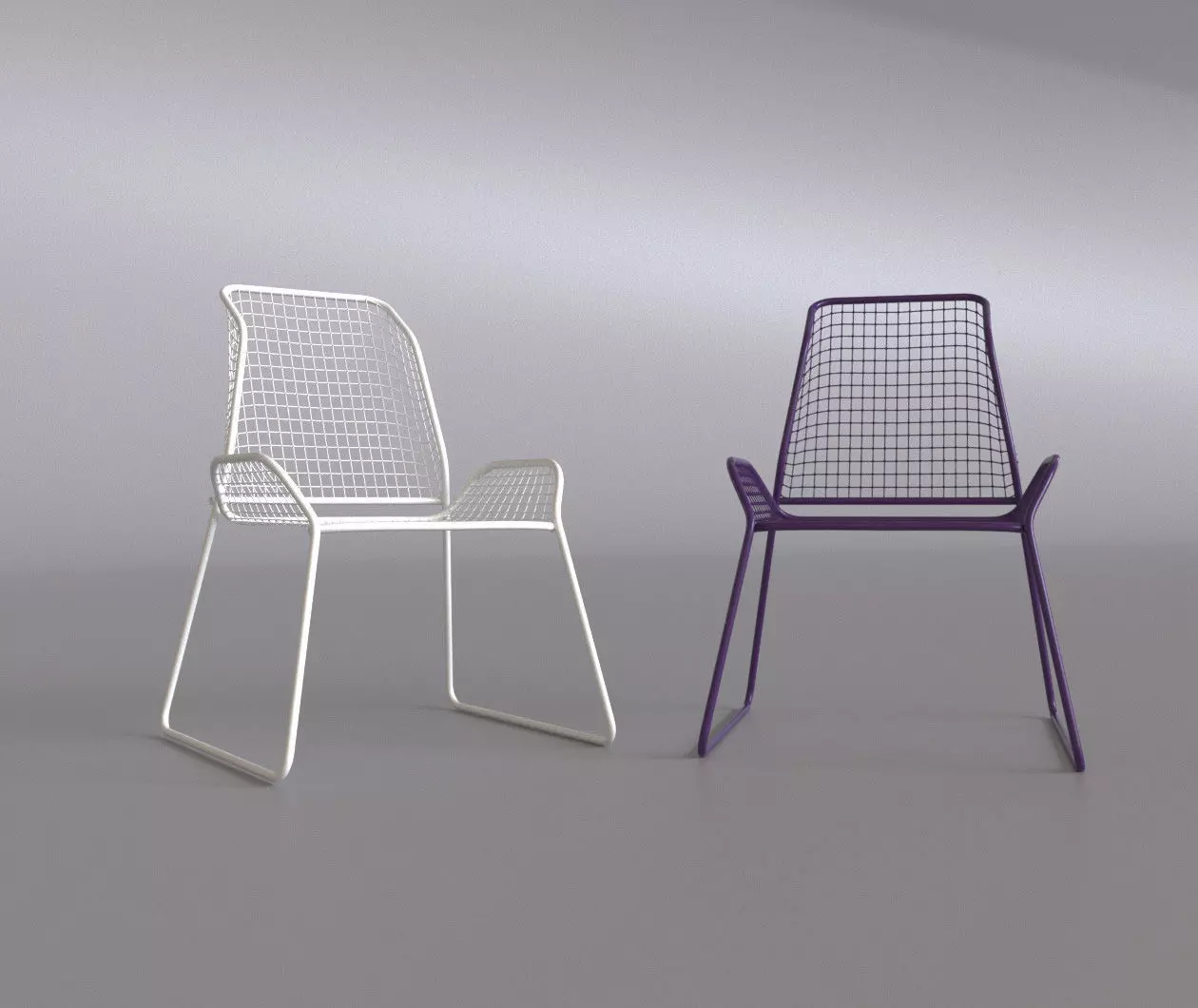 Metal wicker chair 3D model