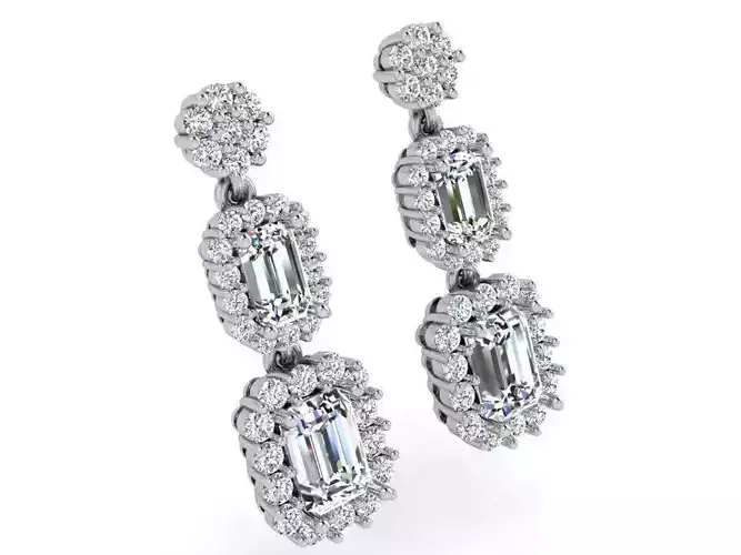 Round stone halo earring 3589 3D print model  3D print model