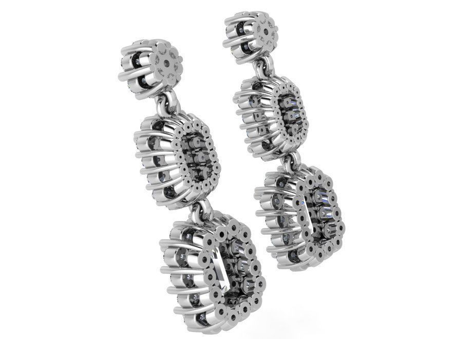 Round stone halo earring 3589 3D print model  3D print model_3