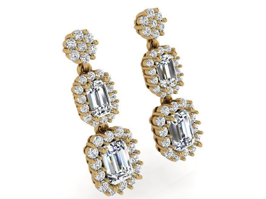 Round stone halo earring 3589 3D print model  3D print model_1