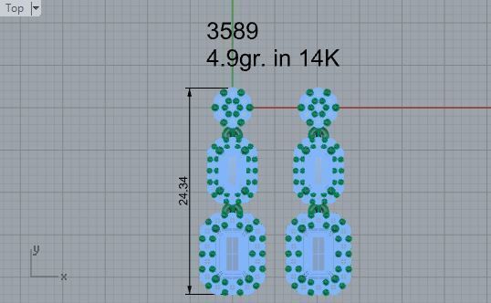 Round stone halo earring 3589 3D print model  3D print model_4