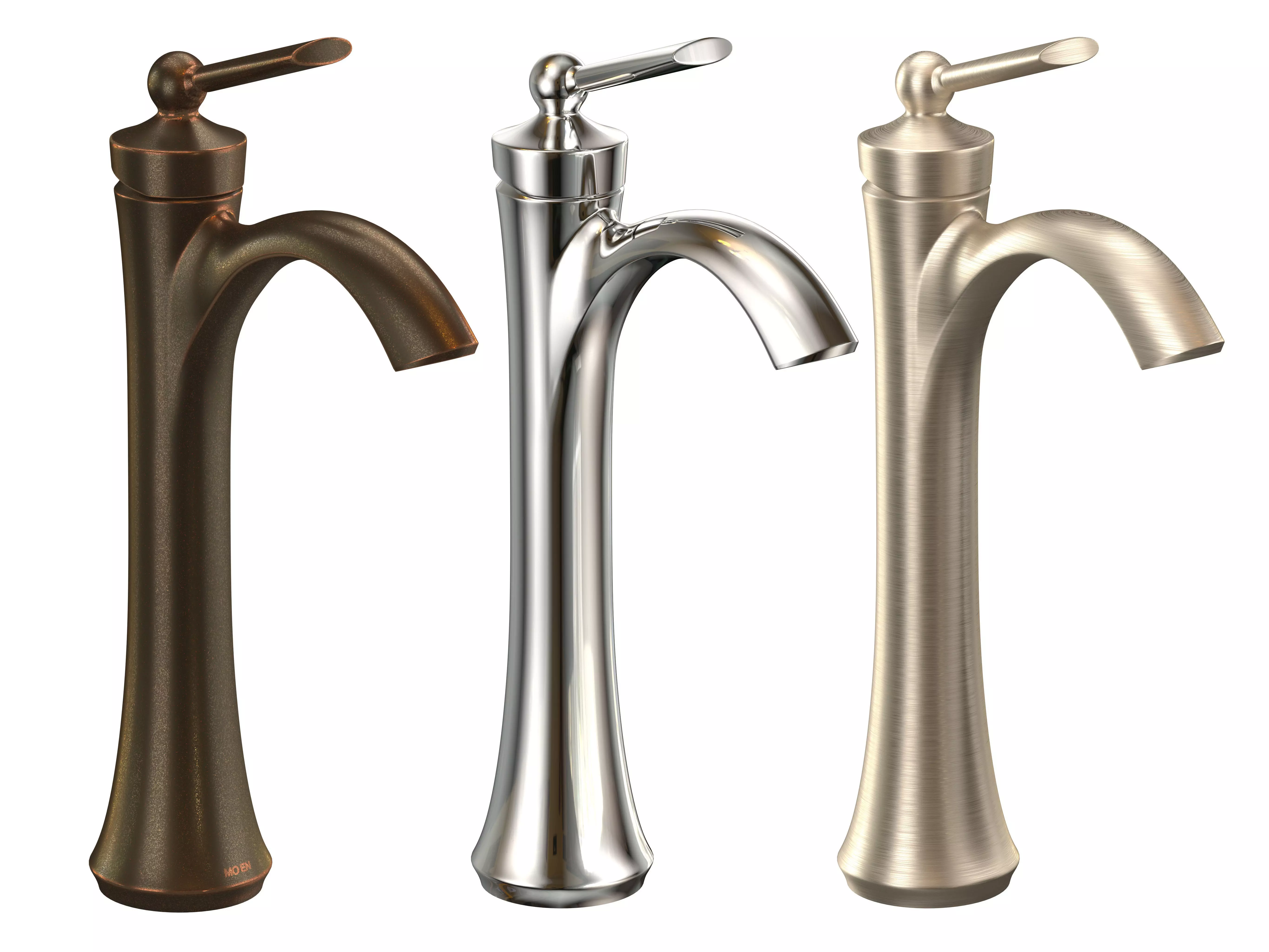 Wynford Brushed Nickel One Handle High Arc Bathroom Faucet 3D model