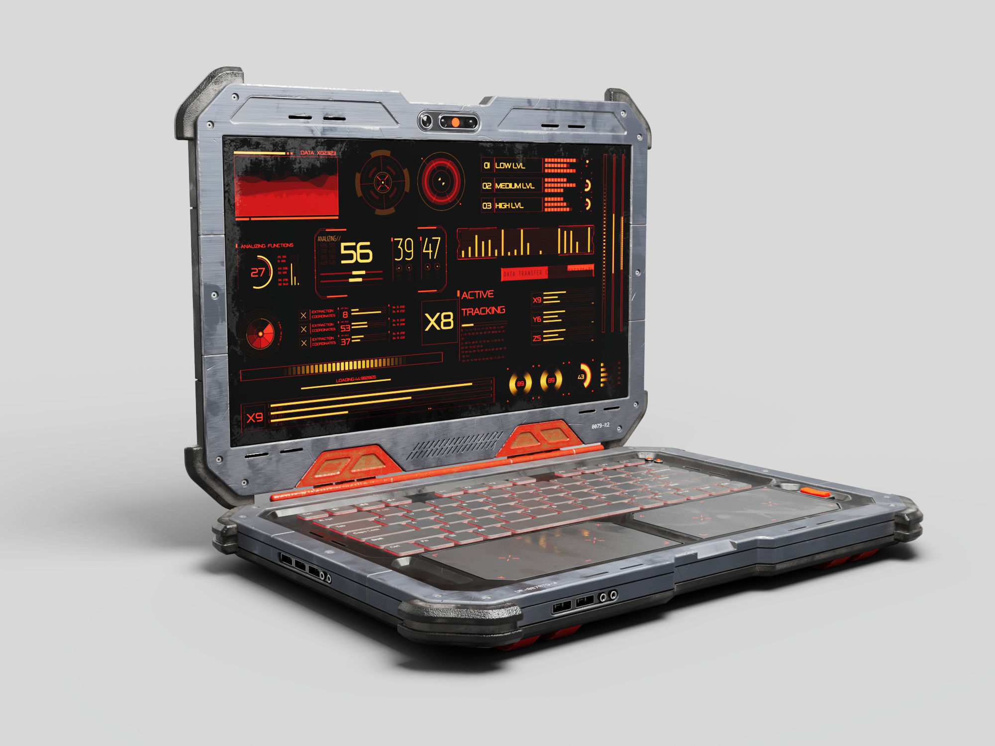 Cyber Scifi Laptop 3D model_7