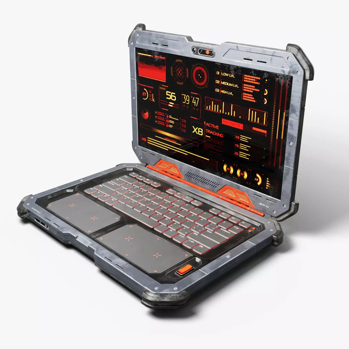 Cyber Scifi Laptop 3D model_0