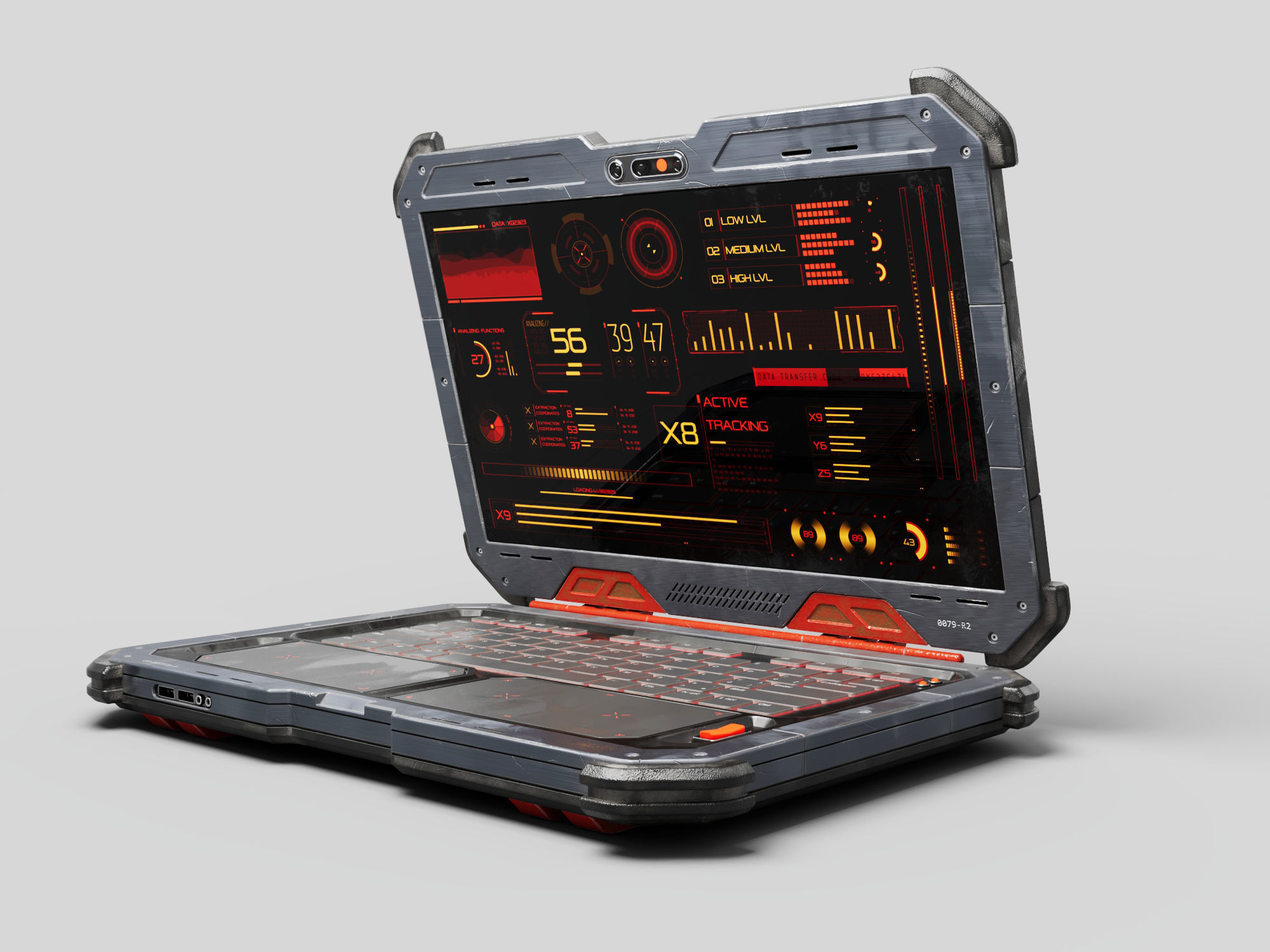 Cyber Scifi Laptop 3D model_3