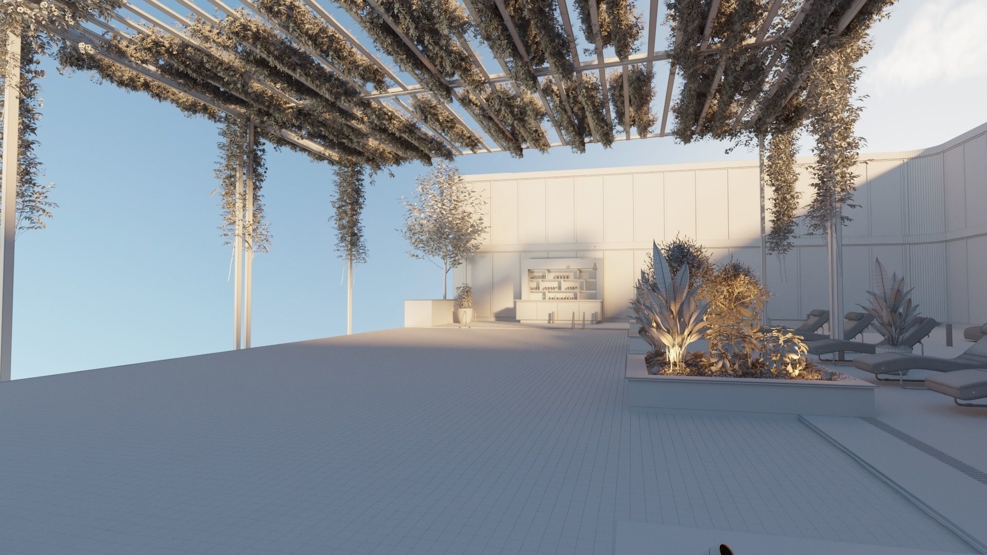 Rooftop infinity swimming pool 3D model_5