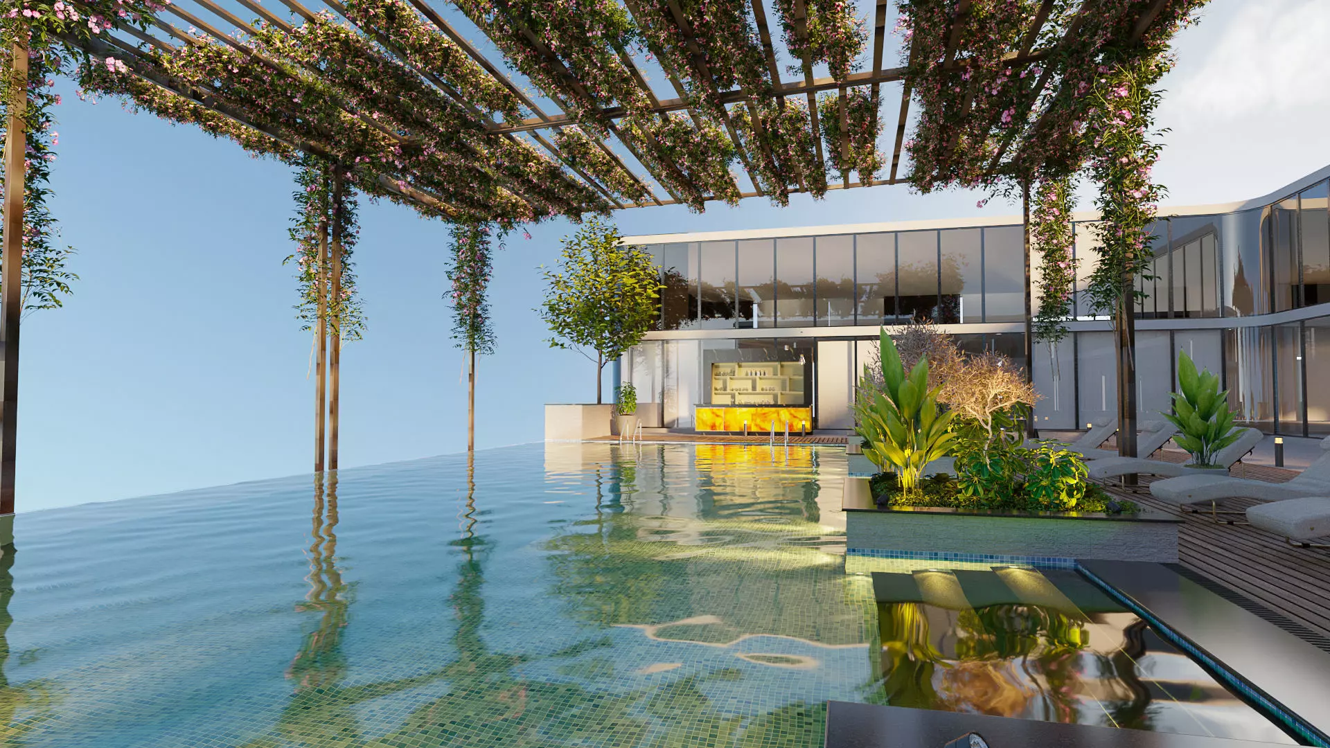 Rooftop infinity swimming pool 3D model_0