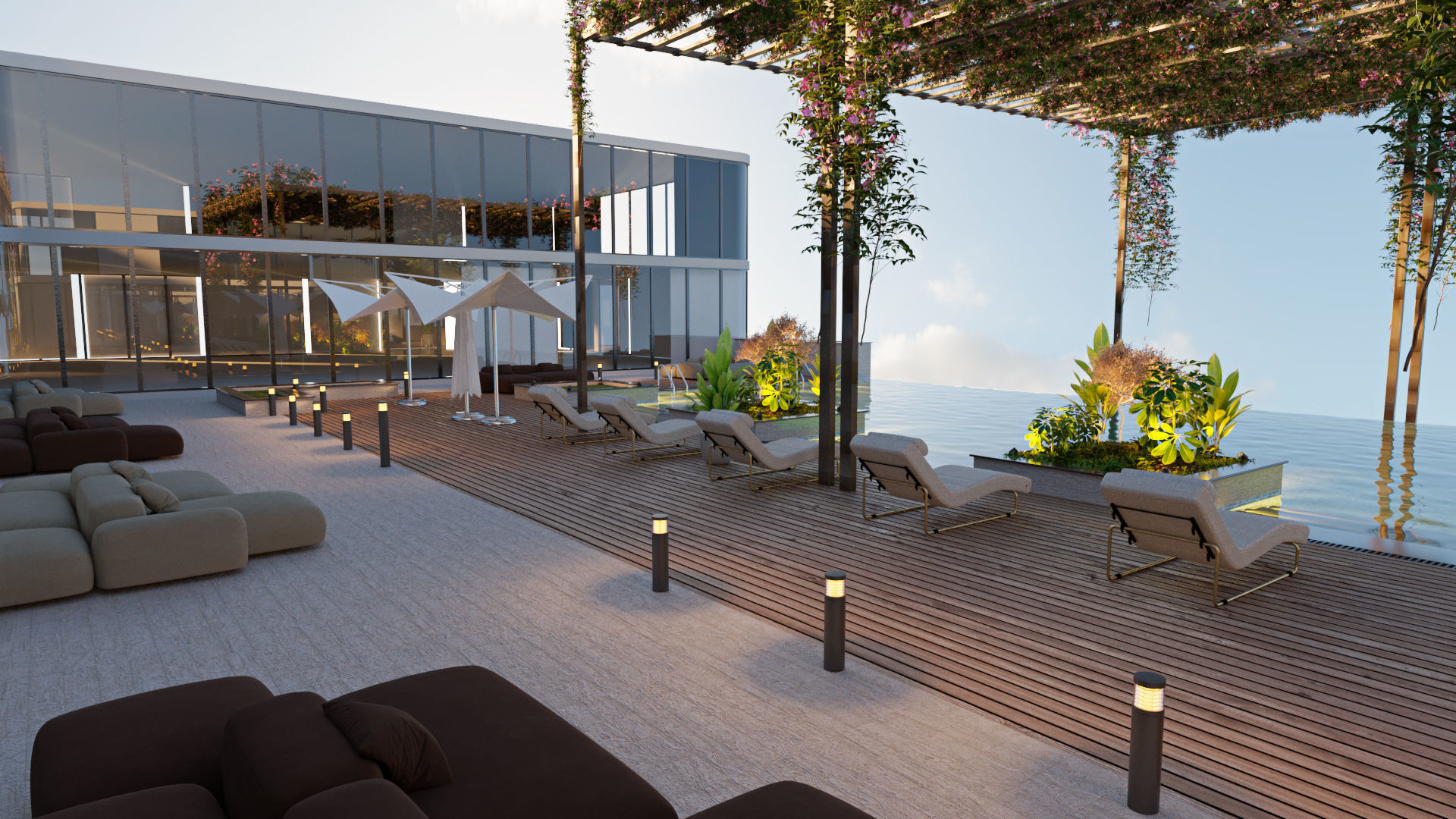 Rooftop infinity swimming pool 3D model_3