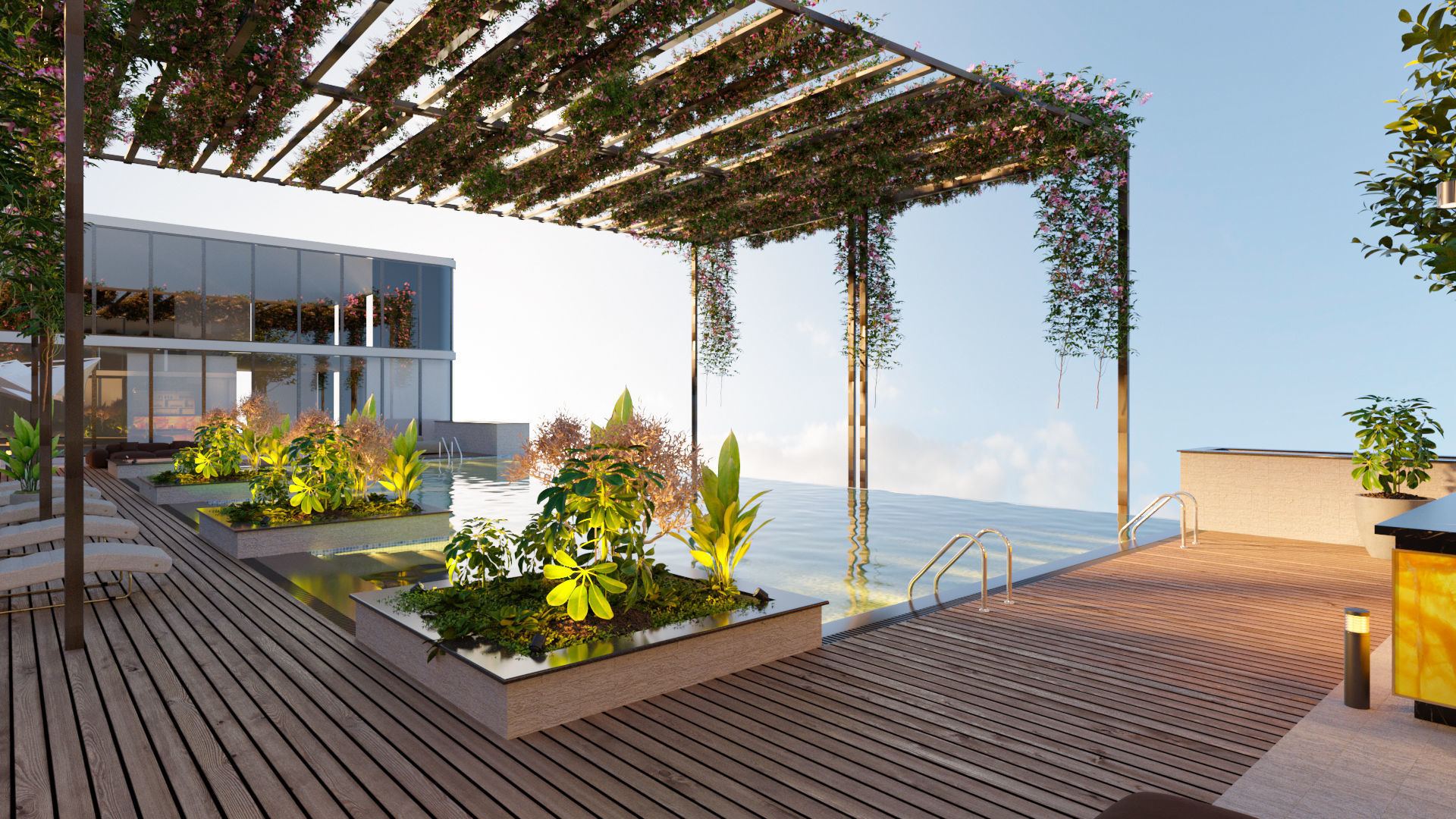 Rooftop infinity swimming pool 3D model_2