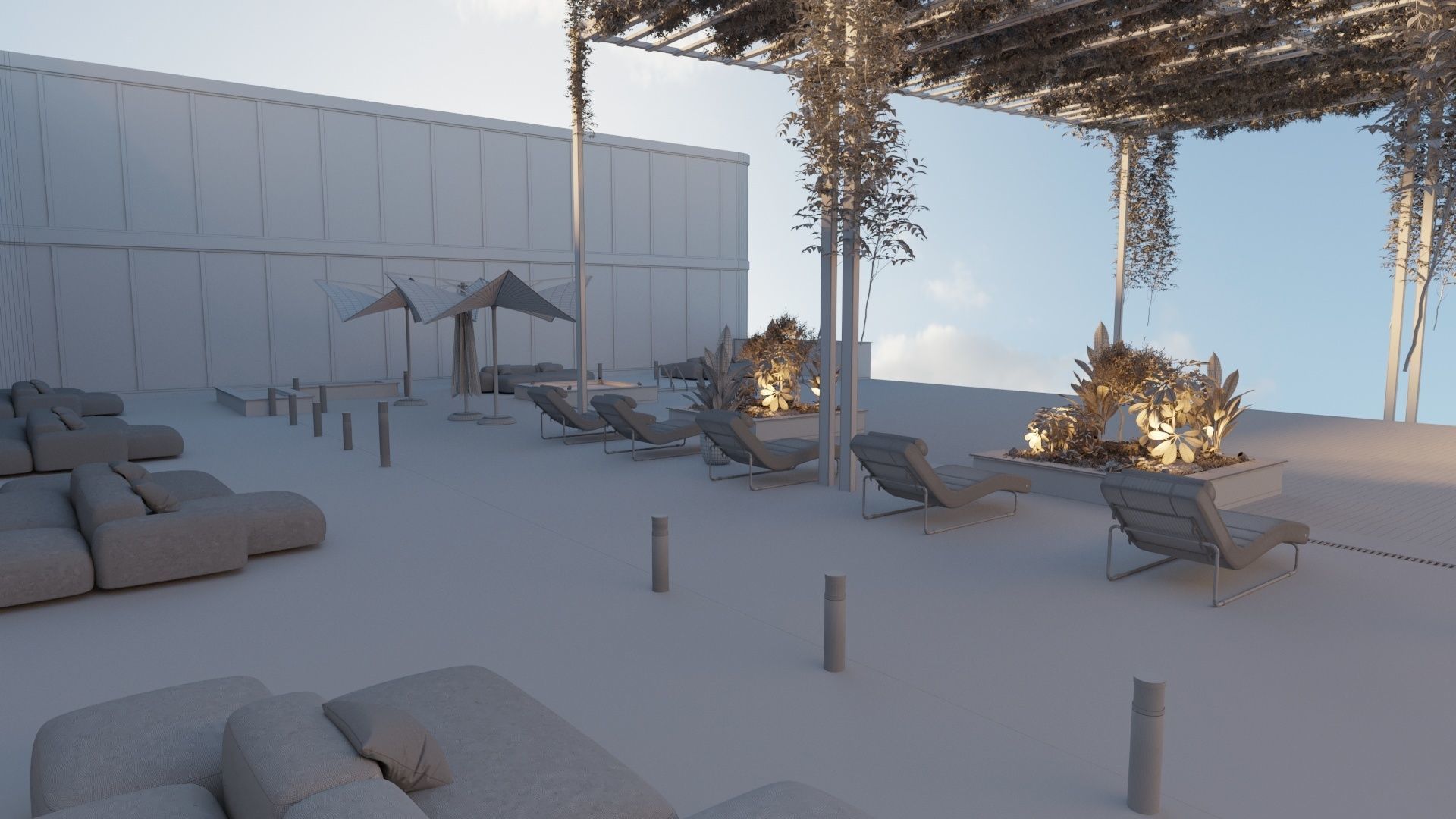 Rooftop infinity swimming pool 3D model_4