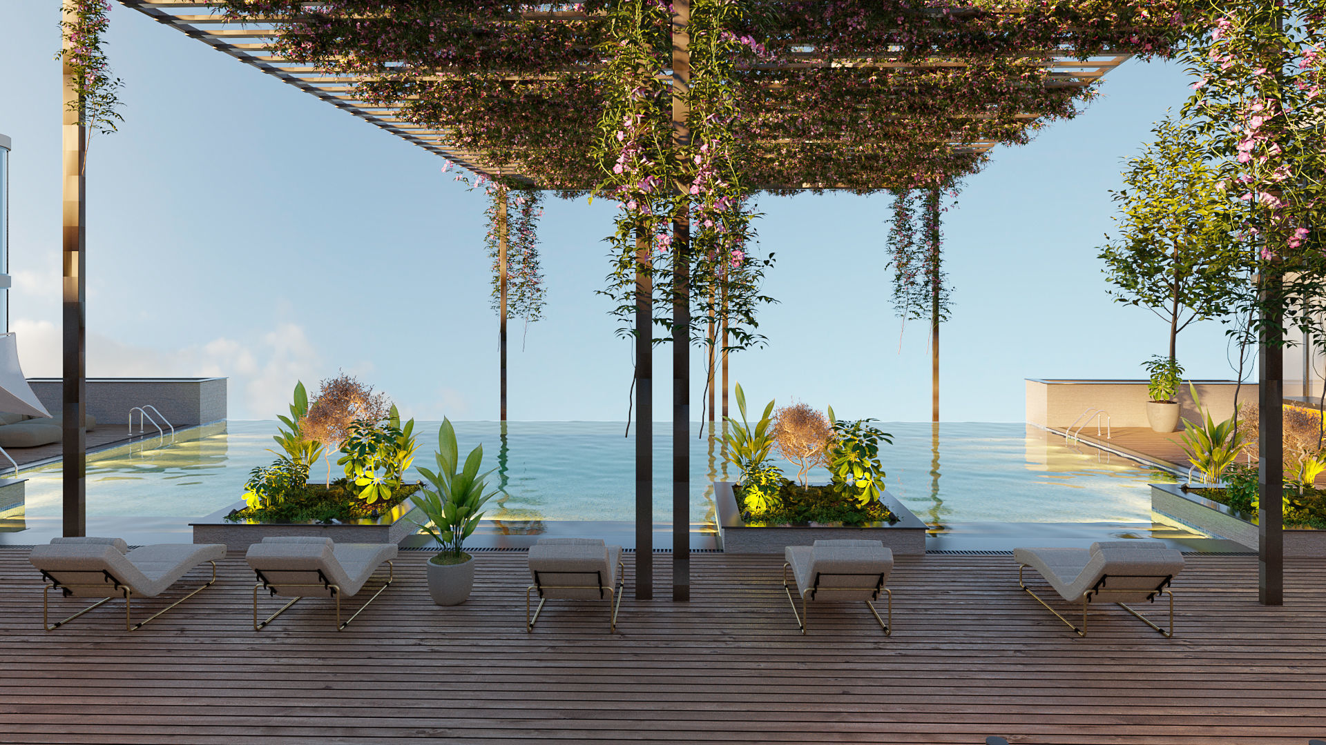 Rooftop infinity swimming pool 3D model_1