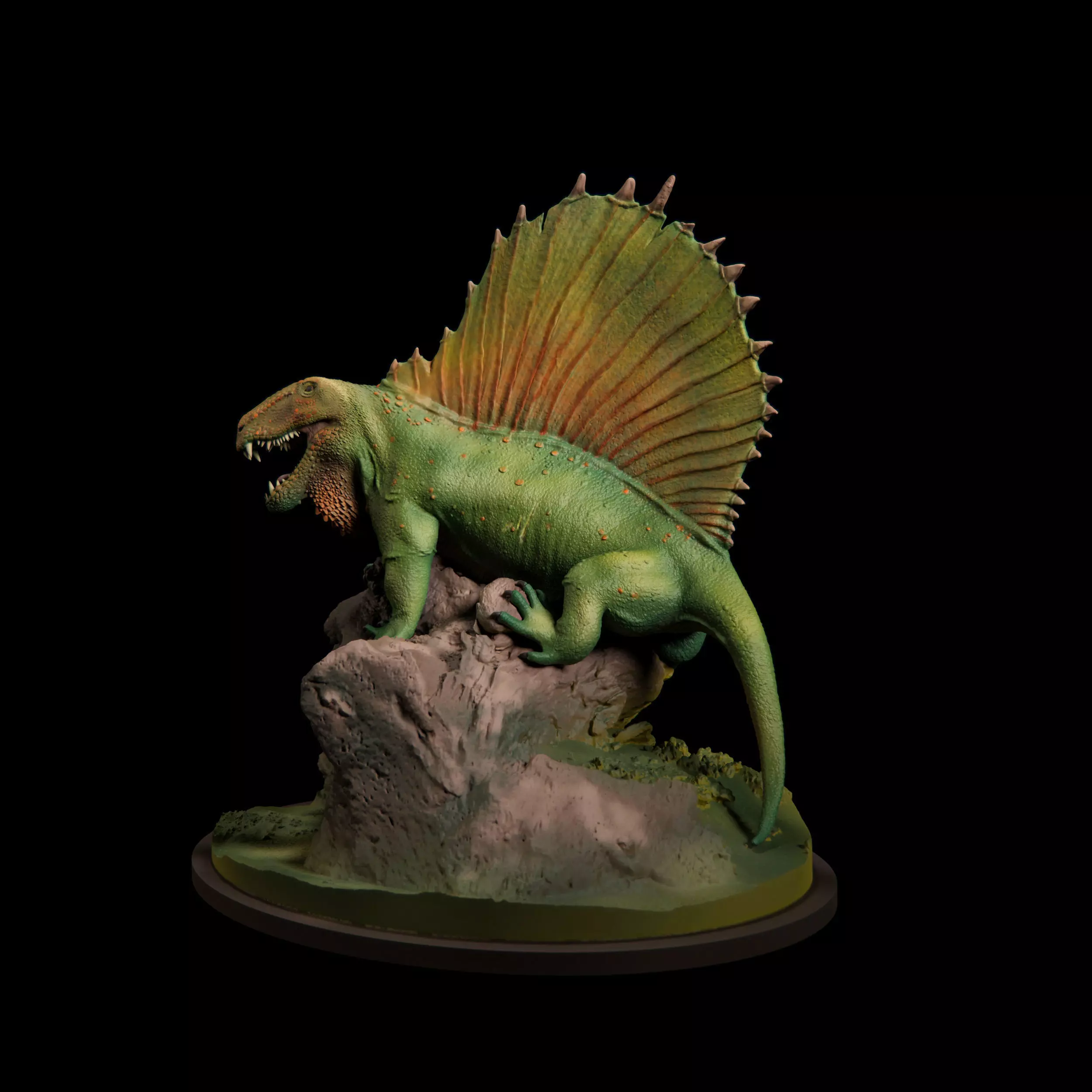 Dimetrodon on a rock - pre-supported 3D print model