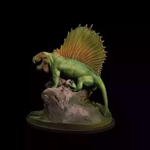 Dimetrodon on a rock - pre-supported 3D print model