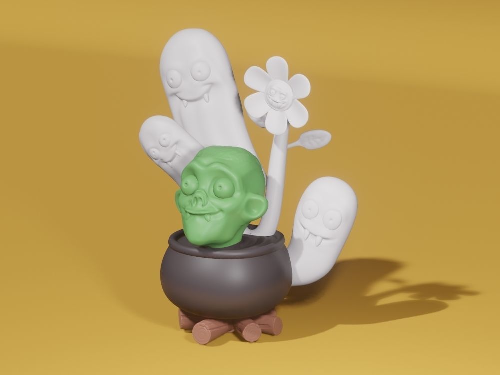 Halloween cauldron 3D print model_1