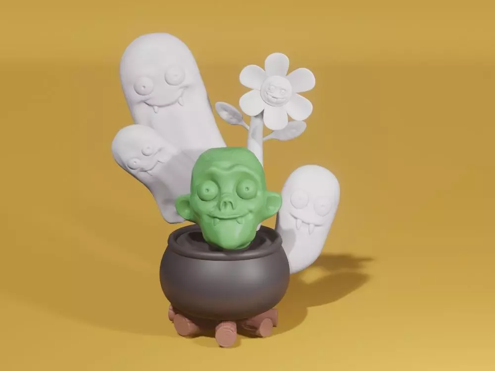 Halloween cauldron 3D print model_0