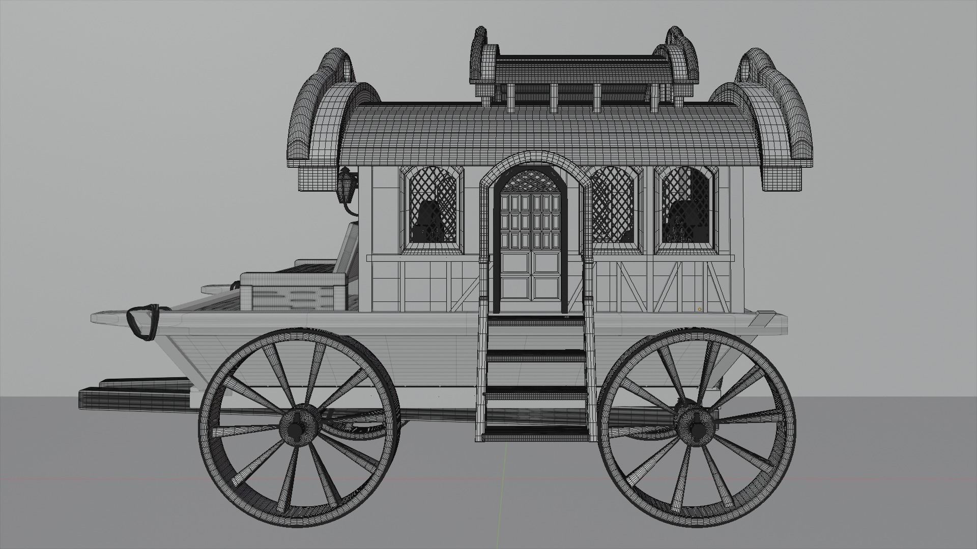 wooden cart 3D model_3