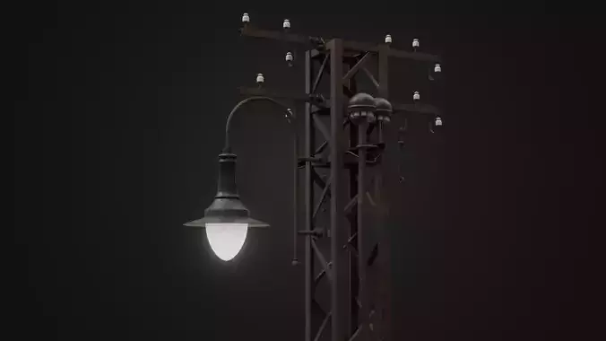 Old Soviet Street Light 15 Low-poly 3D model