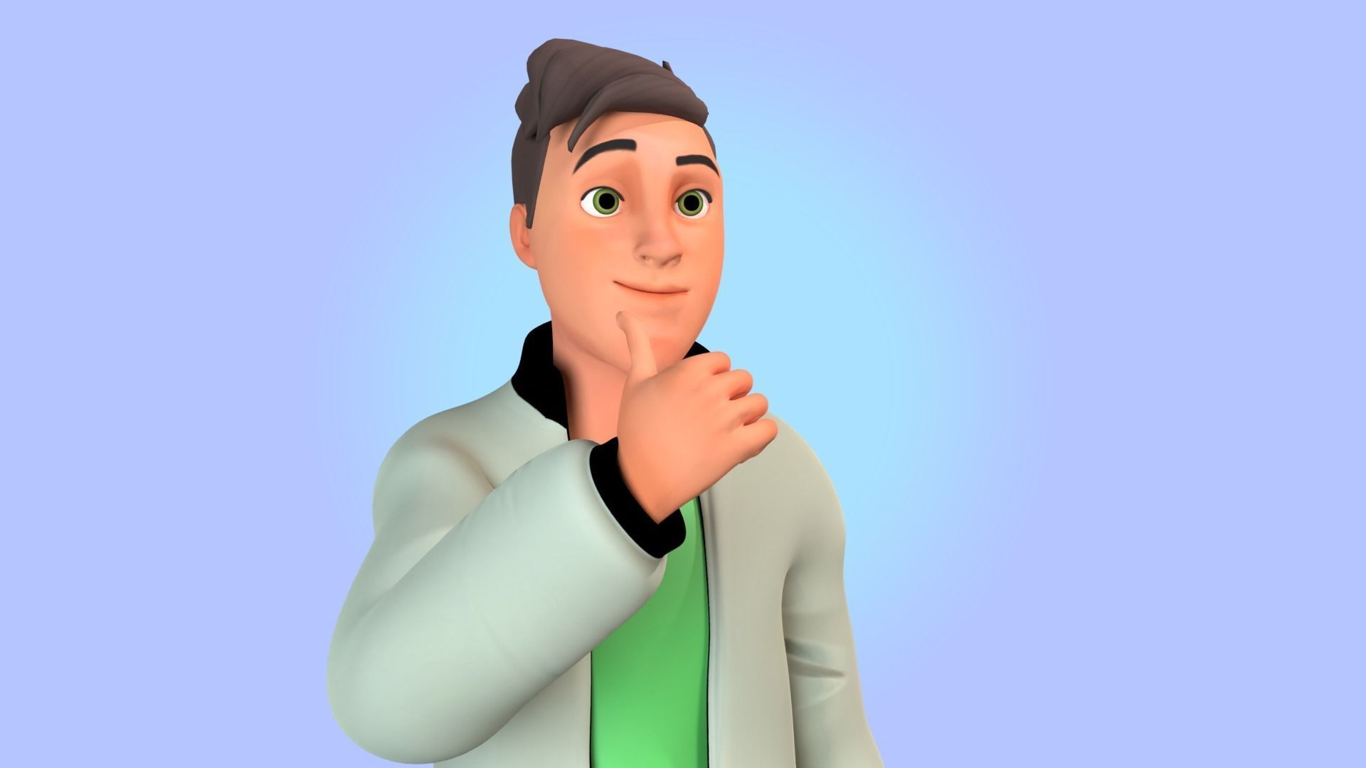 Cartoon man rigged Low-poly 3D model_12