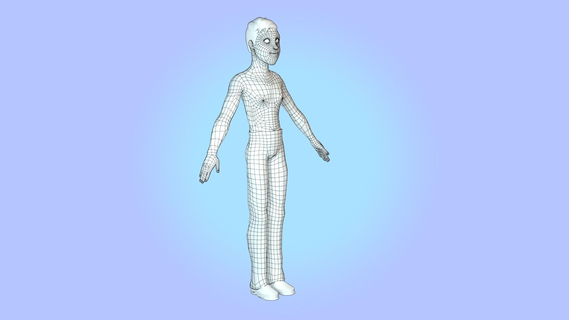 Cartoon man rigged Low-poly 3D model_34