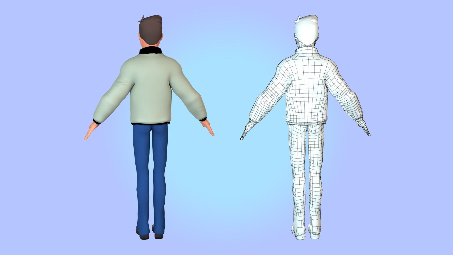 Cartoon man rigged Low-poly 3D model_29