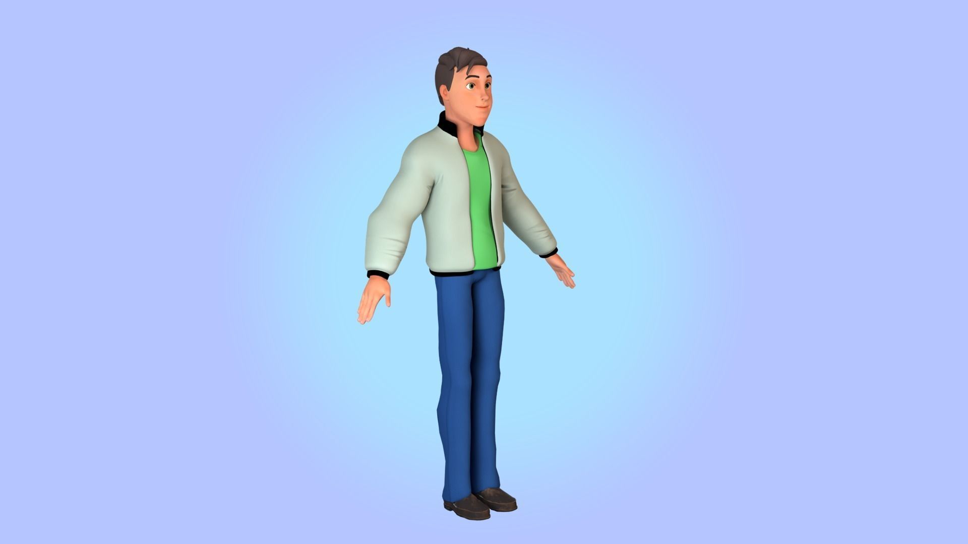 Cartoon man rigged Low-poly 3D model_33